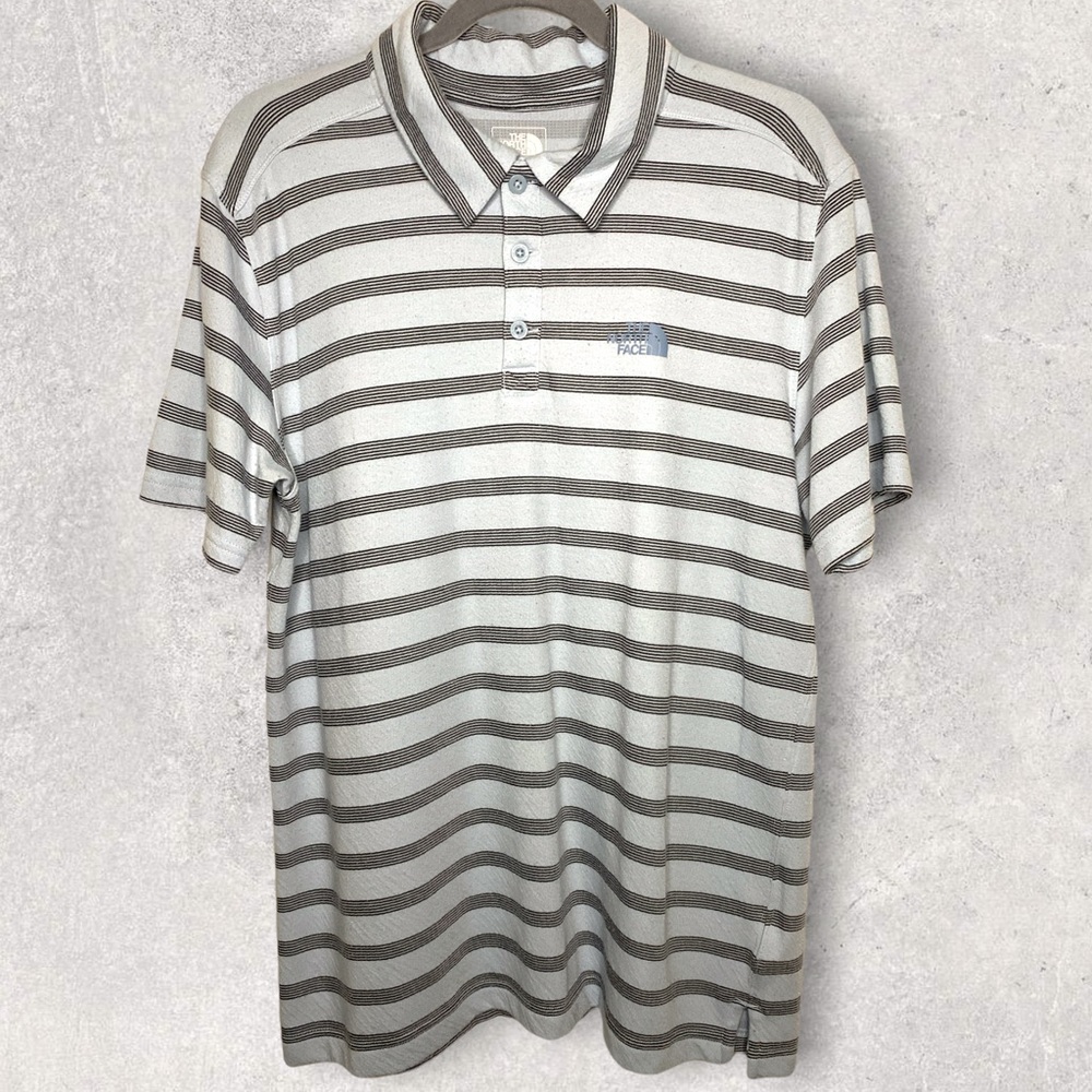The North Face Flash-Dry Striped Short Sleeve Polo Blue Black Size Large…